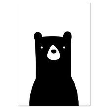 Load image into Gallery viewer, Kawaii Black White Bear Heart Cartoon Wall Art canvas Posters Nursery Print Nordic Style Painting Picture Children Room Decor - SallyHomey Life's Beautiful