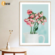 Load image into Gallery viewer, Pink Rose Flower Building Potted Plant Wall Art Canvas Painting Nordic Posters And Prints Wall Pictures For Living Room Decor - SallyHomey Life's Beautiful