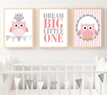 Load image into Gallery viewer, Owl Woodland Animal Wall Art Canvas Poster Nursery Prints Cartoon Painting Nordic Picture Baby Girl Bedroom Decor - SallyHomey Life's Beautiful