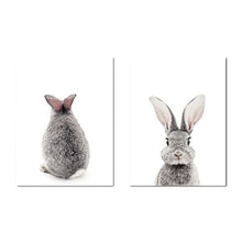 Load image into Gallery viewer, Baby Woodland Animal Rabbit Tail Canvas Funny Poster Wall Art Nursery Print Painting Nordic Kids Decoration Pictures Room Decor - SallyHomey Life's Beautiful