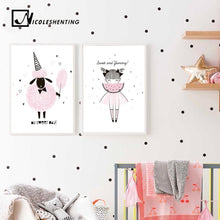 Load image into Gallery viewer, Cartoon Girl Pineapple Wall Art Canvas Funny Posters and Prints Minimalist Painting Nursery Picture Children Bedroom Decoation - SallyHomey Life's Beautiful