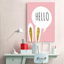 Load image into Gallery viewer, Baby Girl Nursery Wall Art Canvas Poster Print Pink Cartoon Rabbit Balloon Painting Nordic Decoration Picture Kids Bedroom Decor - SallyHomey Life's Beautiful