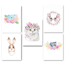 Load image into Gallery viewer, Kawaii Animal Rabbit Cat Nursery Canvas Poster Canvas Prints Wall Art Painting Wall Pictures for Children Living Room Home Decor - SallyHomey Life's Beautiful