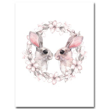 Load image into Gallery viewer, Kawaii Animal Rabbit Cat Nursery Canvas Poster Canvas Prints Wall Art Painting Wall Pictures for Children Living Room Home Decor - SallyHomey Life's Beautiful