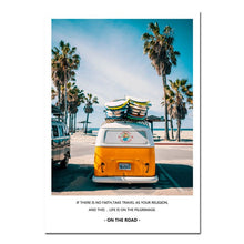 Load image into Gallery viewer, Tropical Sea Palm tree Bus Landscape Wall Art Canvas Poster Nordic Motivational Prints Painting Wall Picture for Living Room - SallyHomey Life's Beautiful