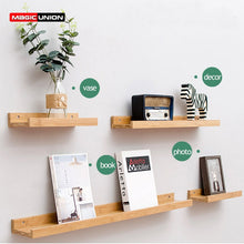 Load image into Gallery viewer, Wall Mounted Floating Display Shelves Wood Wall Storage Shelves for Bedroom Living Room Bathroom Kitchen Office Home Decorative