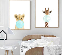 Load image into Gallery viewer, Baby Animal Zebra Girafe Canvas Poster Nursery Wall Art Print Painting Nordic Picture Children Bedroom Decoration - SallyHomey Life's Beautiful