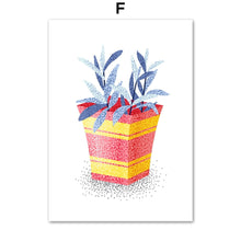 Load image into Gallery viewer, Cartoon Potted Cactus Leaf Flower Wall Art Canvas Painting Nordic Poster And Prints Plants Wall Pictures For Living Room Decor - SallyHomey Life's Beautiful