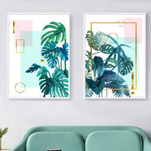 Load image into Gallery viewer, Plant Banana Leaf Monstera Golden Lines Nordic Posters And Prints Wall Art Canvas Painting Wall Pictures For Living Room Decor - SallyHomey Life's Beautiful