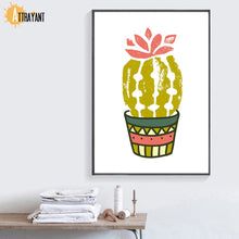 Load image into Gallery viewer, Cartoon Cactus Aloe Flower Wall Art Canvas Painting Nordic Poster And Prints Plants Wall Pictures For Living Room Home Decor - SallyHomey Life's Beautiful