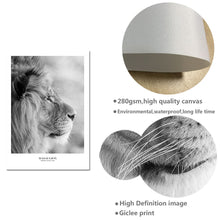 Load image into Gallery viewer, Scandinavian Black White Poster Nordic Canvas Wall Art Print Africa Animal Lion Painting Decorative Picture Home Decoration - SallyHomey Life's Beautiful