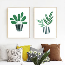 Load image into Gallery viewer, Cute Green Leaf Potted Plant Minimalism Wall Art Canvas Painting Nordic Posters And Prints Wall Pictures For Living Room Decor - SallyHomey Life's Beautiful