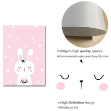 Load image into Gallery viewer, Baby Girl Nursery Wall Art Canvas Poster Print Pink Cartoon Rabbit Balloon Painting Nordic Decoration Picture Kids Bedroom Decor - SallyHomey Life's Beautiful