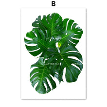 Load image into Gallery viewer, Green Fresh Leaf Monstera Plant Wall Art Canvas Painting Nordic Posters And Prints Wall Pictures For Living Room Bedroom Decor - SallyHomey Life's Beautiful