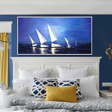 Load image into Gallery viewer, 100% Hand Painted Abstract White Sailing Painting On Canvas Wall Art Frameless Picture Decoration For Live Room Home Decor Gift