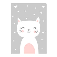 Load image into Gallery viewer, Kawaii Wall Art Canvas Nursery Poster Print Cartoon Cat Rabbit Painting Nordic Kids Decoration Picture Baby Living Room Decor - SallyHomey Life's Beautiful