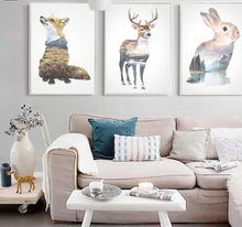 Load image into Gallery viewer, Rabbit Deer Animal Silhouette Poster Prints Minimalism Wall Art Canvas Painting Nordic Style Picture Home Decor - SallyHomey Life's Beautiful