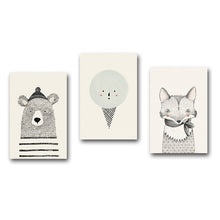 Load image into Gallery viewer, Nordic Art Bear Fox Canvas Poster Painting Cartoon Animal Wall Picture Print Children Baby Room Decoration - SallyHomey Life's Beautiful