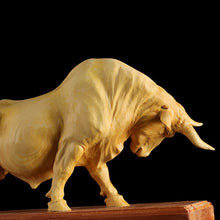 Load image into Gallery viewer, Solid wood Charging Bull Wood carving Wall Street  desktop decoration zodiac town large cow ornaments new year crafts carved