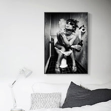 Load image into Gallery viewer, Modern Black White Portrait Posters and Prints Wall Art Canvas Painting Sexy Women Smoke and Drink Picture for Living Room Decor - SallyHomey Life's Beautiful