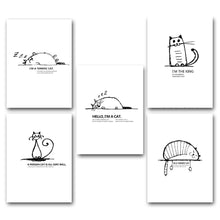 Load image into Gallery viewer, Cartoon Lazy Cat Minimalist Art Canvas Nursery Poster Painting Funny Wall Picture Home Children Room Decoration - SallyHomey Life's Beautiful