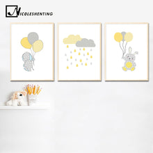 Load image into Gallery viewer, Bunny Elephant Balloon Wall Art Canvas Painting Cartoon Nursery Posters Prints Nordic Kids Decoration Picture Baby Bedroom Decor - SallyHomey Life's Beautiful