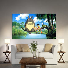 Load image into Gallery viewer, Modern Cartoon Art Painting Miyazaki Hayao Totoro Poster Wall Painting for Kids Bedroom Wall Picture Home Decor Gift No Frame - SallyHomey Life's Beautiful