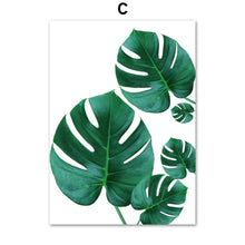 Load image into Gallery viewer, Monstera Green Big Leaves Quotes Wall Art Canvas Painting Nordic Posters And Prints Wall Pictures For Living Room Bedroom Decor - SallyHomey Life's Beautiful