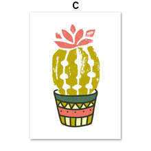 Load image into Gallery viewer, Cartoon Cactus Aloe Flower Wall Art Canvas Painting Nordic Poster And Prints Plants Wall Pictures For Living Room Home Decor - SallyHomey Life's Beautiful