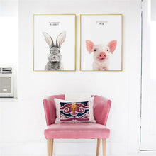 Load image into Gallery viewer, Modern Nordic Minimalist Wall Art Poster Cute Animals Pop Art Paintings Prints On Canvas for Kids Bedroom Children's Day Gifts - SallyHomey Life's Beautiful