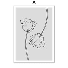 Load image into Gallery viewer, Hand Painted Lines Flower Wall Art Canvas Painting Nordic Posters And Prints Black White Wall Pictures For Living Room Decor - SallyHomey Life's Beautiful