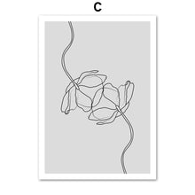 Load image into Gallery viewer, Hand Painted Lines Flower Wall Art Canvas Painting Nordic Posters And Prints Black White Wall Pictures For Living Room Decor - SallyHomey Life's Beautiful