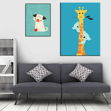Load image into Gallery viewer, Modern Abstract Cute Animals Canvas Painting Cartoon Dog Giraffe Fox Print Poster Wall Picture - SallyHomey Life's Beautiful
