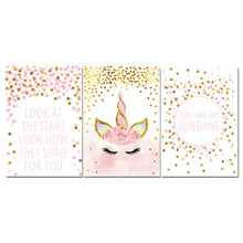 Load image into Gallery viewer, Pink Unicorn Poster Nursery Quotes Art Wall Canvas Print Painting Nordic Style Decorative Picture Baby Girl Bedroom Decoration - SallyHomey Life's Beautiful