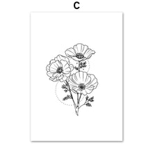 Load image into Gallery viewer, Black And White Flower Wall Art Canvas Painting Nordic Posters And Prints Wall Pictures For Living Room Scandinavian Home Decor - SallyHomey Life's Beautiful
