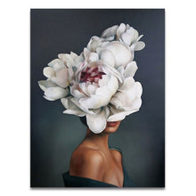 Load image into Gallery viewer, Nordic Modern Floral Feather Woman Abstract Fashion Style Canvas Painting Art Print Poster Picture Wall Living Room Home Decor - SallyHomey Life's Beautiful