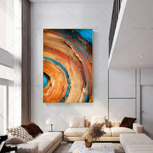 Load image into Gallery viewer,   100% Hand Painted Modern Orange Ring Circle  on Canvas