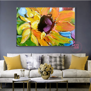 Abstract painting oil sunflower painting canvas decorative art decor flower pictures for living room wall cuadros para sala - SallyHomey Life's Beautiful