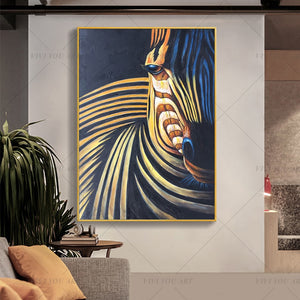 100% Hand Painted Gold Animal Zebra Abstract Painting  Modern Art Picture For Living Room Modern Cuadros Canvas Art High Quality