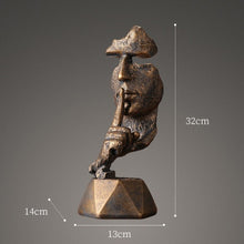 Load image into Gallery viewer, Abstract Black Statue Retro Abstract Character Figurine Silence Is Gold Home Decoration Accessories Home Desktop Craft Gift