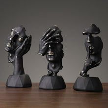 Load image into Gallery viewer, Abstract Black Statue Retro Abstract Character Figurine Silence Is Gold Home Decoration Accessories Home Desktop Craft Gift