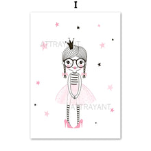 Load image into Gallery viewer, Pink Girl Crown Balloon Star Flower Nursery Wall Art Canvas Painting Nordic Posters And Prints Wall Pictures Kids Room Decor - SallyHomey Life's Beautiful