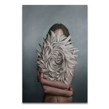 Load image into Gallery viewer, Nordic Modern Floral Feather Woman Abstract Fashion Style Canvas Painting Art Print Poster Picture Wall Living Room Home Decor - SallyHomey Life's Beautiful