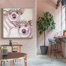 Load image into Gallery viewer, 100% Hand Painted Abstract Pigs Art Oil Painting On Canvas Wall Art Frameless Picture Decoration For Live Room Home Decor Gift