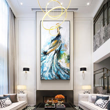 Load image into Gallery viewer, 100% Hand Painted Abstract Bird Art Oil Painting On Canvas Wall Art Frameless Picture Decoration For Living Room Home Decor Gift