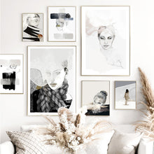 Load image into Gallery viewer, Abstract Fashion Blush Girl Quiet ReminderWall Art Canvas Painting Nordic Posters And Prints Wall Pictures For Living Room Decor - SallyHomey Life's Beautiful