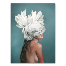 Load image into Gallery viewer, Nordic Modern Floral Feather Woman Abstract Fashion Style Canvas Painting Art Print Poster Picture Wall Living Room Home Decor - SallyHomey Life's Beautiful