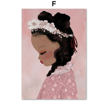 Load image into Gallery viewer, Cartoon Cute Girl Flower Rabbit Animal Wall Art Canvas Painting Nordic Posters And Prints Wall Pictures Baby Kids Room Decor - SallyHomey Life's Beautiful