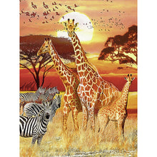 Load image into Gallery viewer, 5D Diamond Painting Cross Stitch DIY Giraffe Full Round Drill Daimond Embroidery Rhinestone Kits Mosaic Animal Wall Art - SallyHomey Life's Beautiful