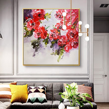 Load image into Gallery viewer, Flower Art Oil Painting on Canvas Wall Art Frameless Picture Decoration 100% Hand Painted Abstract Square Single Unframed GD-442
